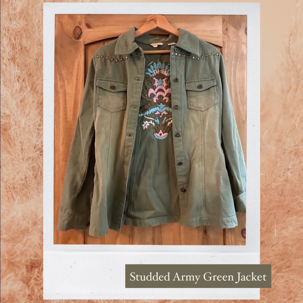 Embroidered Army Green Jacket